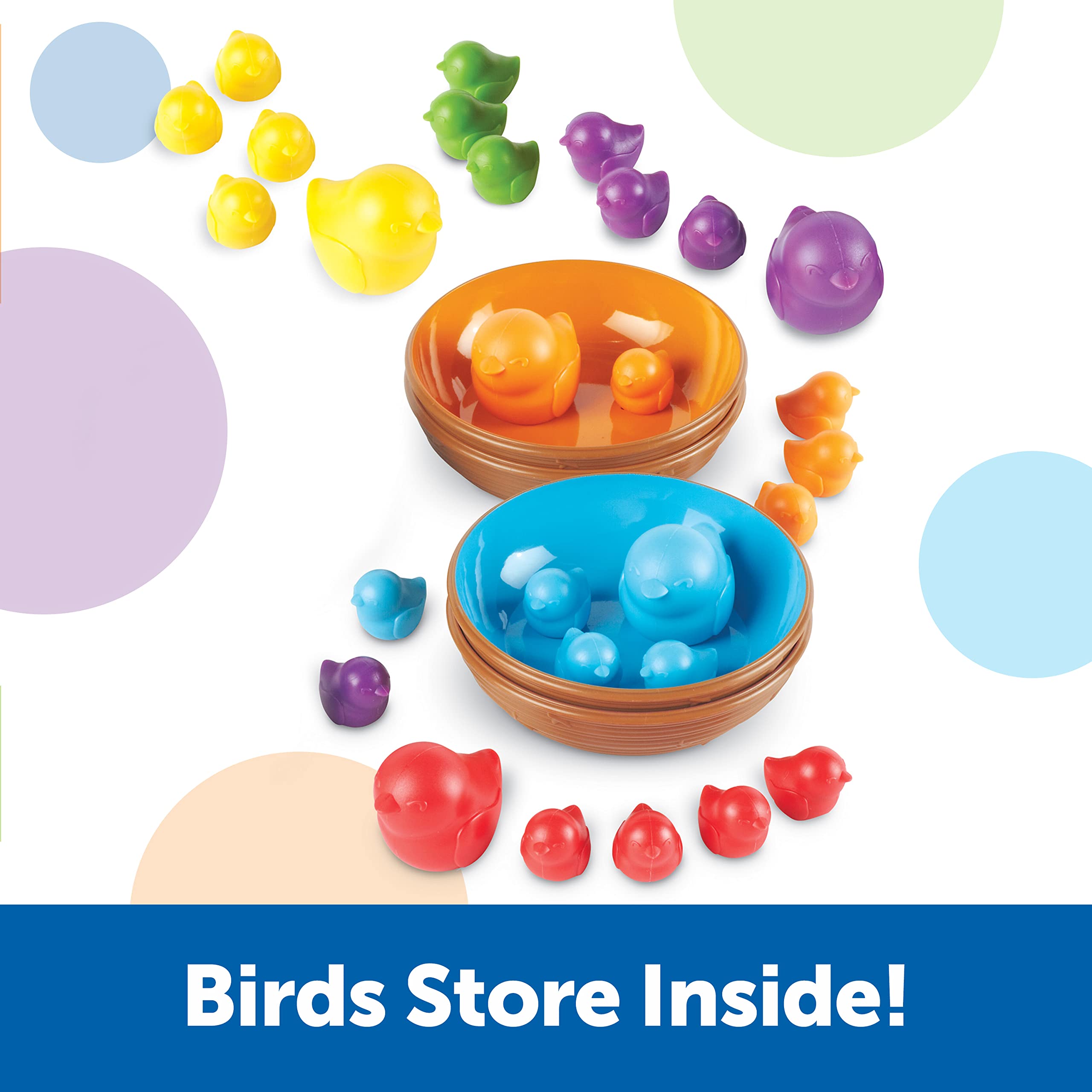 Learning Resources Birds in a Nest Sorting Set, Fine Motor Set, Color Sorting Set for Toddlers, 36 Pieces, Ages 3+