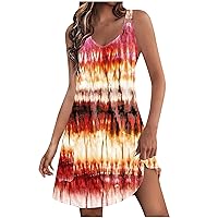 Sundresses for Women 2024 Casual Sleeveless V Neck Loose Dress Summer Boho Beach Dress Hawaiian Tank Dress