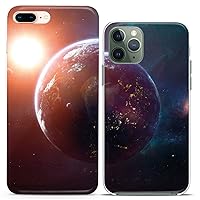 Matching Couple Cases Compatible for iPhone 15 14 13 12 11 Pro Max Mini Xs 6s 8 Plus 7 Xr 10 SE 5 Galaxy Planet Clear Gift Cute Mate Boyfriend Bff Best Friends Women Her Him Silicone Cover Space