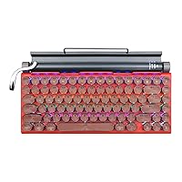 Typewriter Keyboard Wireless, Retro Keyboard Typewriter Style Mechanical Switches Multi Devices Connection for iPad/Mac/PC/Tablet Upgraded USB-C Interface (Leather Red)