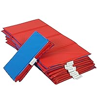 Children’s Factory 1 Inch Thick Rest Mats for Preschool, 4-Section Nap Mats for Daycare, Nursery, Classroom, Red-Blue, 10 Pack