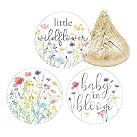 Little Wildflower Baby Shower Kisses Candy Stickers - She's a Wildflower Baby Shower Party Favor Stickers - 180 Labels - Spring and Summer It's a Girl Themed Supplies