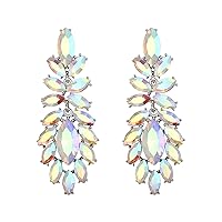 Crysdue Prom Earrings for Women, Marquise Rhinestone Crystal Chandelier Drop Dangle Earrings for Wedding Party Costume