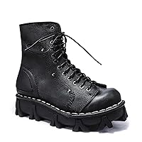 New Men's Genuine Leather Motorcycle Boots Plus Size High-Top Military Combat Boots Punk Platform Desert Boots Winter