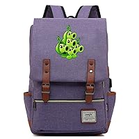 Plants vs. Zombies Game Vintage Rucksack 15.6-inch Laptop Backpack Business Bag with USB Charging Port Purple / 4