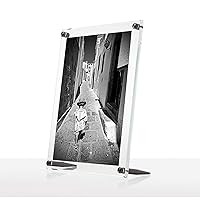 Wexel Art 10x12-Inch Diamond Polished Beveled Edge Framing Grade Acrylic Tabletop Floating Frame with Graphite Hardware for 8x10-Inch Art & Photos