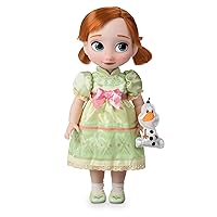 Disney Store Official Animators' Collection Anna Doll, Frozen, 16 Inches, Includes Olaf with Molded Details, Fully Posable Toy in Satin Dress - Suitable for Ages 3+ Toy Figure