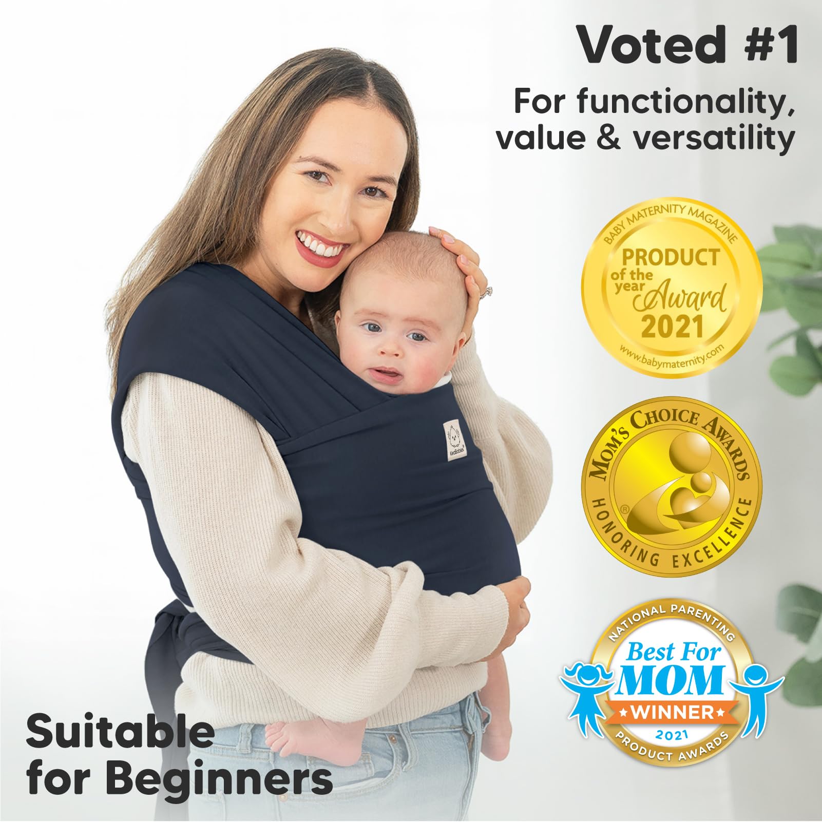 KeaBabies Baby Wrap Carrier and KeaBabies Diaper Caddy Organizer - All in 1 Original Breathable Baby Sling, Baby Organizer for Nursery, Lightweight,Hands Free Baby Carrier Sling