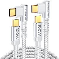 MRGLAS 2-Pack 100W/5A USB C to USB C Cable [6.6FT], [User Friendly 90 Degree] Type C Charger Fast Charging Cable, [Never Rupture] for iPhone 15 Pro Max Samsung S24 S23 iPad Pro MacBook