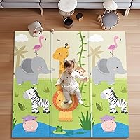 UANLAUO Baby Play Mat for Floor, Crawling Playmat for Babies Infants Toddlers, 59X59 Inch Thick Non-Slip Padded Baby Tummy Time Activity Mat Gym Rug, Foldable Floor Mats for Kids Learning Playing