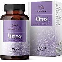 HERBAMAMA Vitex Supplement for Women - Organic Vitex Chasteberry Pills - Vegan Supplements, 1000mg, 100 Capsules