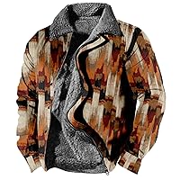 Man's Casual Lapel Sherpa-Lined Jacket Full Zip Thick Fleece Flannel Coat Winter Overcoat Big And Tall Mens Jackets