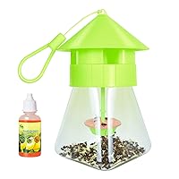 Outdoor Fruit Trees and Melon Vines Fly Traps with Natural Fruit Fly Bait Refill,Reusable Fruit Flies Trap Jar for Fruit and Vegetable Garden (Green)
