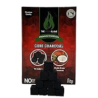 100% Natural Premium Coconut Hookah Charcoal Shisha 1kg 72 Cubes Briquettes Lights Quickly Longer Lasting Clean Burn Odor and Spark Free