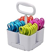 Stanley Removable 4 Cup Scissor Caddy and Guppy 5-Inch Blunt Tip Kids Scissors, 24 Pack (SCICAD-BT24)