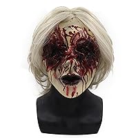 Halloween Scary Mask Creepy Bloody Monster Devil Women Vampire Witch with White Hair for Costume Party Cosplay Horror Bloody Props, Red, 26*24cm (CH-A096)