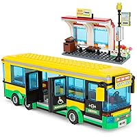 City Town Center Bus Station Building Block Sets, Compatible with Lego,Gift for Boys Girls Aged 6-12 (386Pcs)