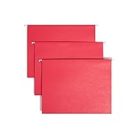 TUFF Hanging File Folder with Easy Slide Tab, 1/3-Cut Sliding Tab, Letter Size, Red, 18 per Box (64043, Rod Color May Vary)