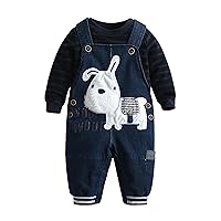 Cute Baby Boy Clothes Suit Toddler Boys' Striped long Sleeve T-Shirt+Denim Overalls Jumpsuit Pants Outfits Sets