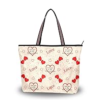 Red Hearts Shoulder Bag Top Handle Tote Bag Handbag for Women