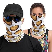 Potato Hand Drawn Food Ear Hanging Face Mask Unisex Neck Gaiter Seamless Face Cover Scarf Bandanas for Cycling Hiking