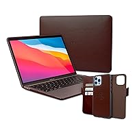 Dreem Bundle: Fibonacci Wallet-Case for iPhone 13 Pro Max with Euclid MacBook Air Case 13-Inch Hard Cover - Coffee