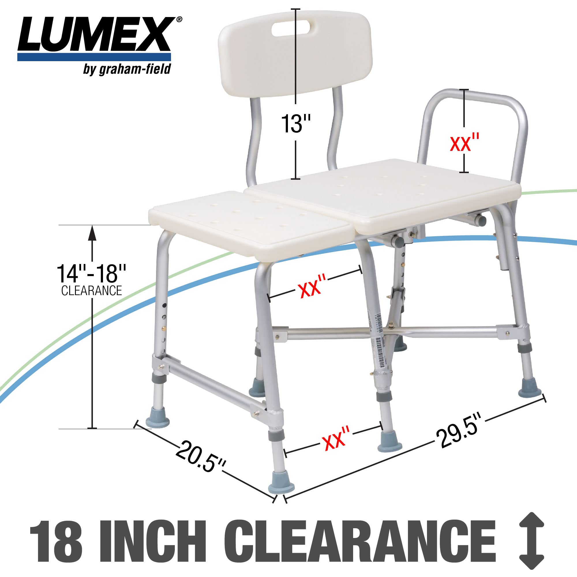 Lumex Bariatric Tub Transfer Bench, Bathtub & Shower Chair, Holds 600 Pounds