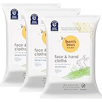 Burt's Bees Baby Face & Hand Cloths, Unscented Cleansing Wipes for Sensitive Skin - 30 Wipes, Pack of 3