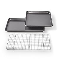 Chicago Metallic 16833 Professional Non-Stick Cookie/Jelly-Roll Pan Set with Cooling Rack, 17-Inch-by-12.25-Inch
