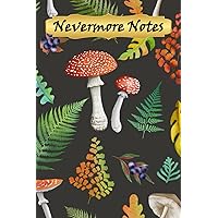 Nevermore Notes: Red Mushroom Fall Leaves Vintage Illustration | Fly Agaric Mushroom Autumn Botanical Journal
