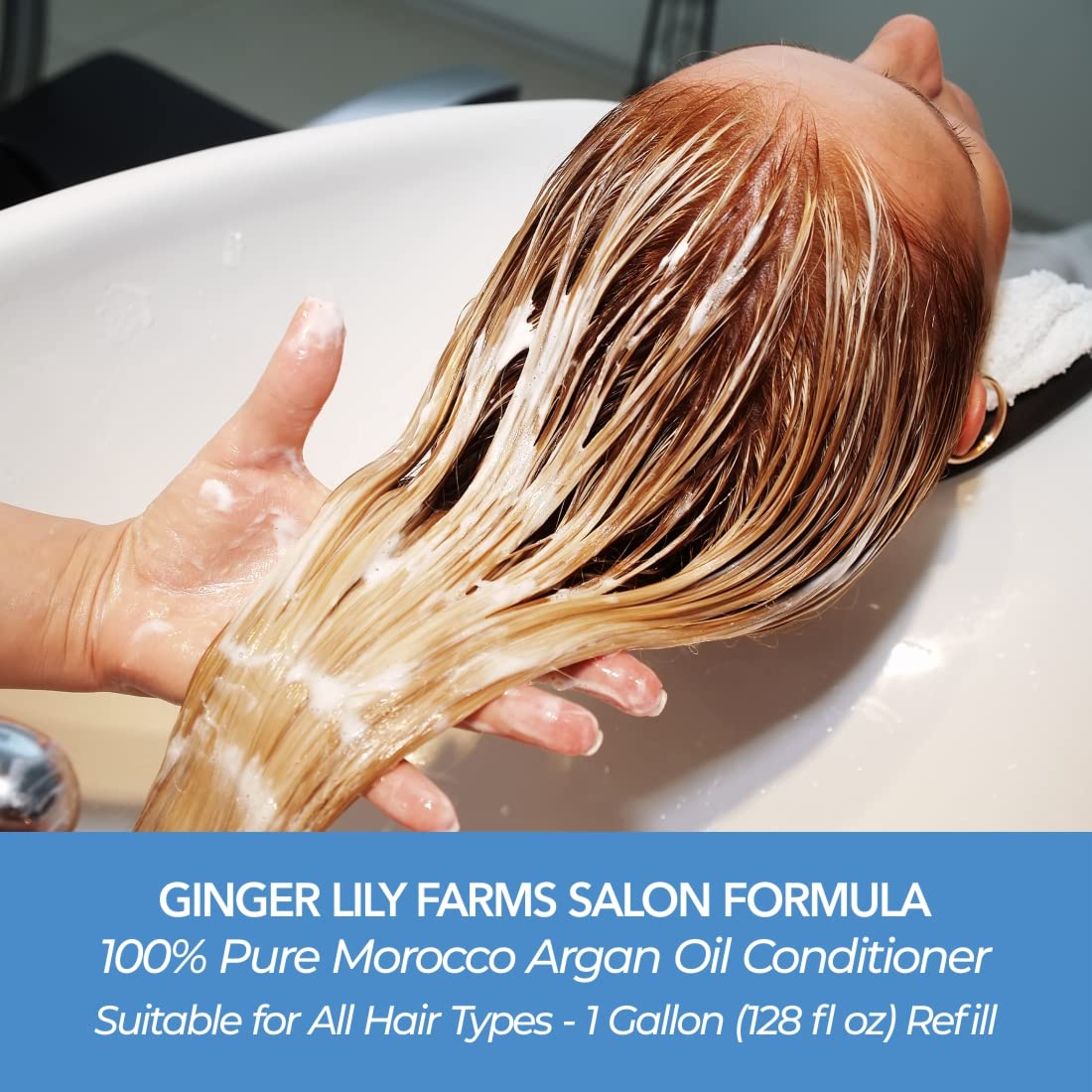 Ginger Lily Farms Salon Formula 100% Pure Morocco Argan Oil Conditioner for All Hair Types, 100% Vegan & Cruelty-Free, 1 Gallon, 128 Fl Oz (Pack of 1) Refill