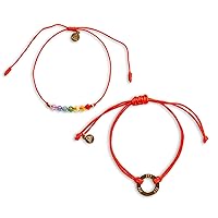 7 Chakra and angel number handmade bracelets with red cord. Perfect for spiritual balance, healing and aligning energy. Yoga Gifts. Adjustable Cord for Adults, Women and Men.