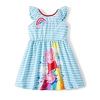 Peppa Pig Toddler Girl Dress Fruits Rainbow Short Sleeve Sundress 2-6 Years