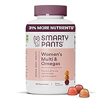 SmartyPants Women's Multivitamin Gummies: Omega 3 Fish Oil (EPA/DHA), Methylfolate, CoQ10, Vitamin D3, C, Vitamin B12, B6, Vitamin A, K & Zinc, Gluten Free, 120 Count (20 Day Supply)