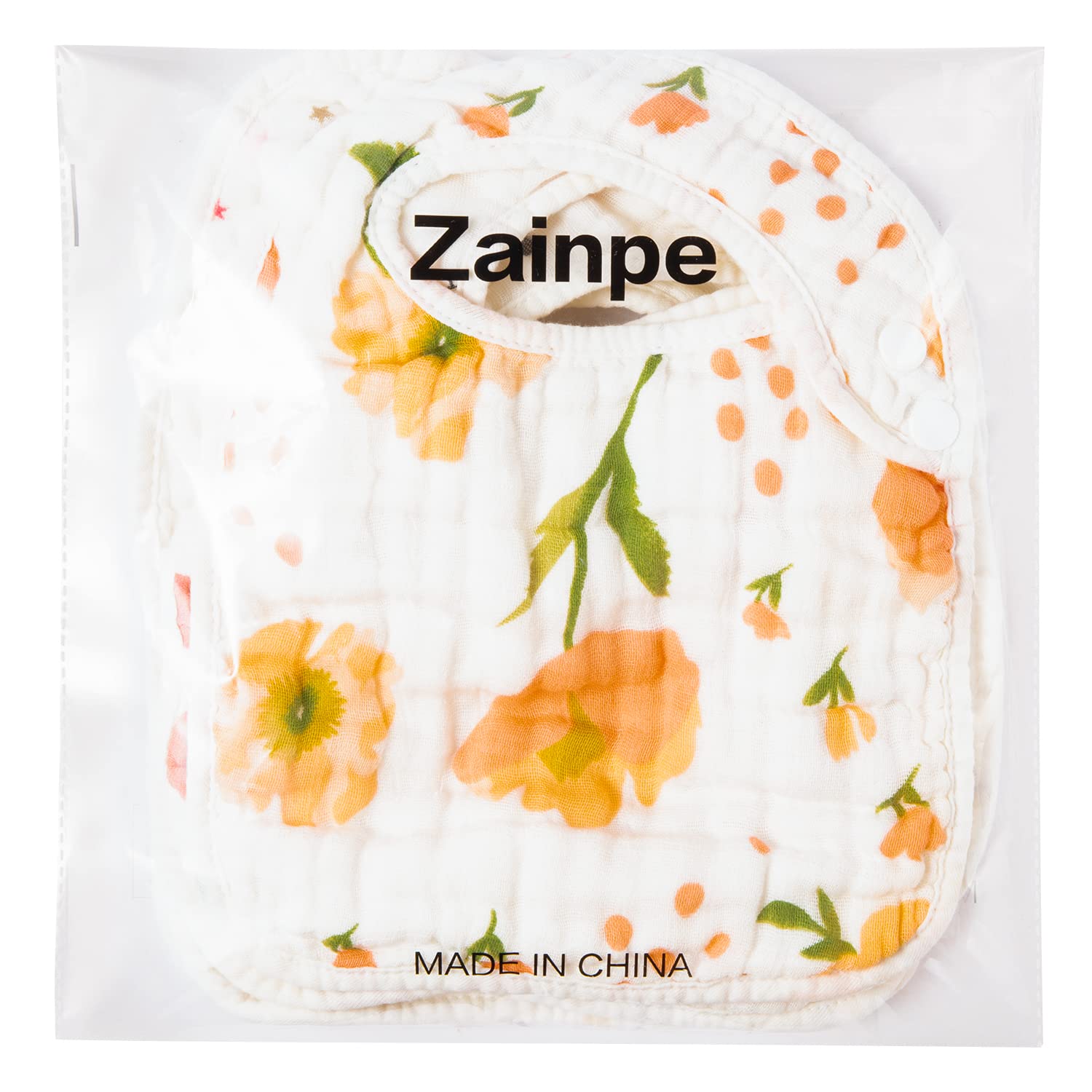 Zainpe 6Pcs Snap Muslin Cotton Bibs for Baby