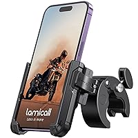 Lamicall Motorcycle Phone Mount Holder - [Camera Friendly] [1s Lock] 2023 Bike Phone Holder Handlebar Clamp, Bicycle Scooter Phone Clip, for iPhone 14 Pro Max, 13 12 Mini, 2.4~3.54