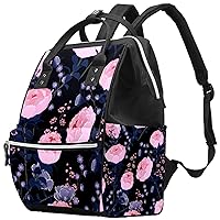 Pink Peony Diaper Bag Backpack Baby Nappy Changing Bags Multi Function Large Capacity Travel Bag