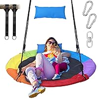 750lbs 40 Inch Saucer Tree Swing for Kids Adults Wear-Resistant with Pillow, Swivel, 2pcs Tree Hanging Straps