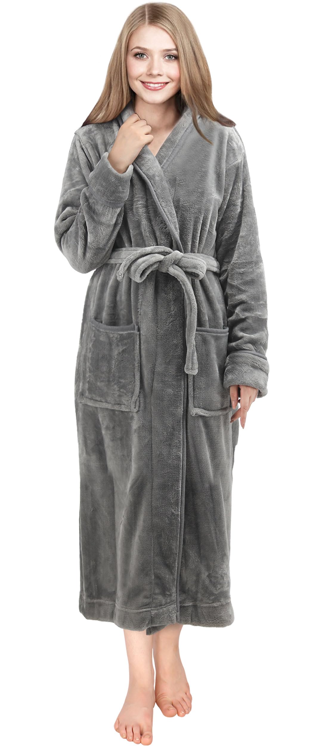 NY Threads Women Fleece Hooded Bathrobe - Plush Long Robe