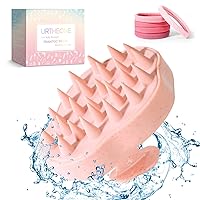 Scalp Massager Shampoo Brush, Hair Scalp Scrubber Head Massager with Soft Silicone Bristles for Women Men Kids Pets Shower and Hair Growth(Pink) Includes 5 Pcs Hair Ties