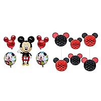 Mickey Birthday Party Decorations - Mickey Inspired Honeycomb Hanging Mouse Ears - Mylar Helium Mickey Balloons Set - Mickey Party Decor Bundle by Jolly Jon