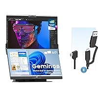 Geminos Computer Monitors with 2-in-1 USB Cable, Mobile Pixels 1080P Webcam&Speakers, 100W USB-C Charging, All-Inclusive Dual 24