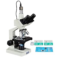 OMAX 40-2500X LED Digital Trinocular Compound Microscope USB Camera + Blank Slides + Covers + Lens Paper