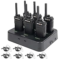 Retevis RB26 Walkie Talkies with Earpiece and Mic Set,GMRS Radio,Two Way Radio Long Range,2000mAh Battery,USB-C,Six Way Multi-Unit Charger,High Power 2 Way Radio for Construction Manufacture (6 Pack)