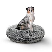 Bessie and Barnie Bagel Donut Dog Bed - Extra Plush Faux Fur - Circle/Donut Dog Bed - Waterproof Lining and Removable Washable Cover - Calming Dog Bed - Multiple Sizes & Colors Available