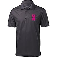Mens Breast Cancer Pink Ribbon Pin (Pocket Print) Textured Polo
