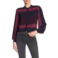 Joie Womens Striped Adjustable Sleeves Button-Down Top Multi S