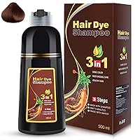 Hair Dye Shampoo 3 in 1 for Gray Hair, Herbal Ingredients Shampoo Hair Dye for Women Men, Grey Coverage Shampoo 500ml (Chestnut Brown)