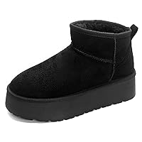 Carcuume Women's Platform Mini Boots Fur-Lined Winter Warm Ankle Snow Classic Ultra Comfortable Shoes