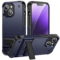 Case for iPhone 15Pro Max/15 Pro/15 Plus/15, Rugged Military Grade Drop Protection Full-Body Shockproof CaseCover with Hidden Holder Stand (15 Pro,Blue)